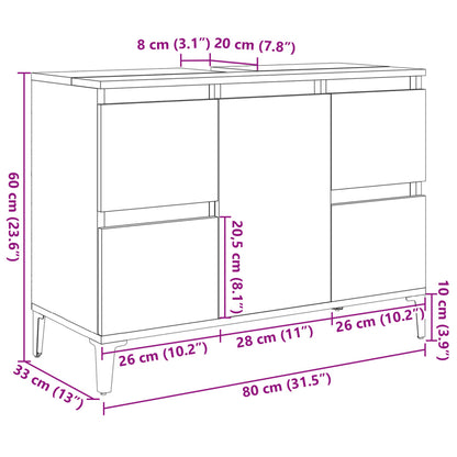 Sink Cabinet Concrete Grey 80x33x60 cm Engineered Wood