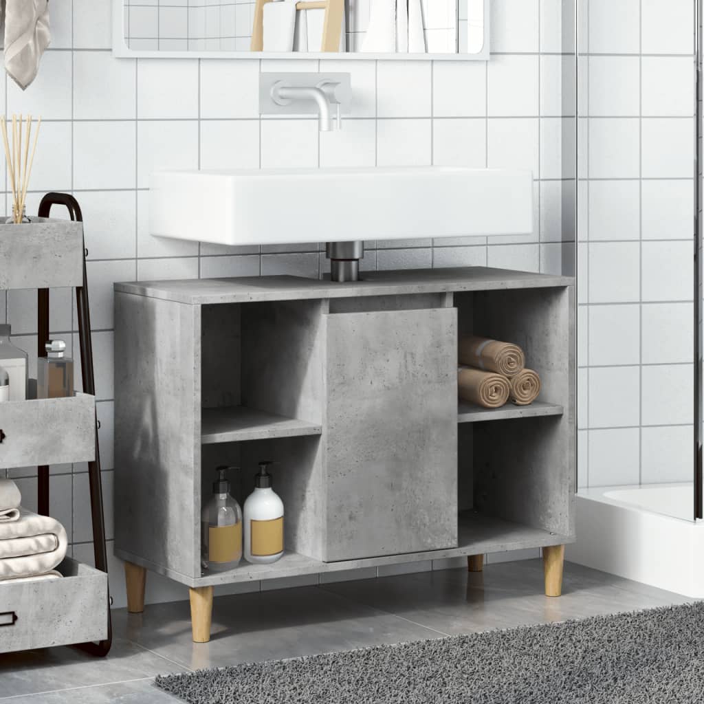 Bathroom Cabinet Concrete Grey 80x33x60 cm Engineered Wood