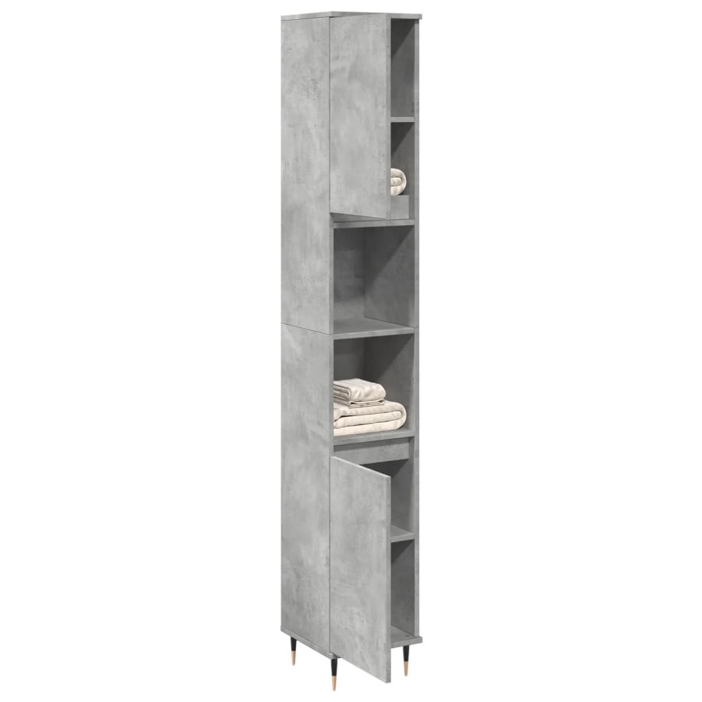 Bathroom Cabinet Concrete Grey 30x30x190 cm Engineered Wood