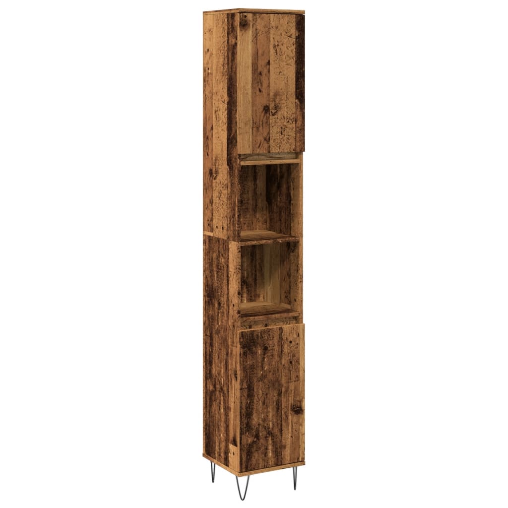 Bathroom Cabinet Old Wood 30x30x190 cm Engineered Wood