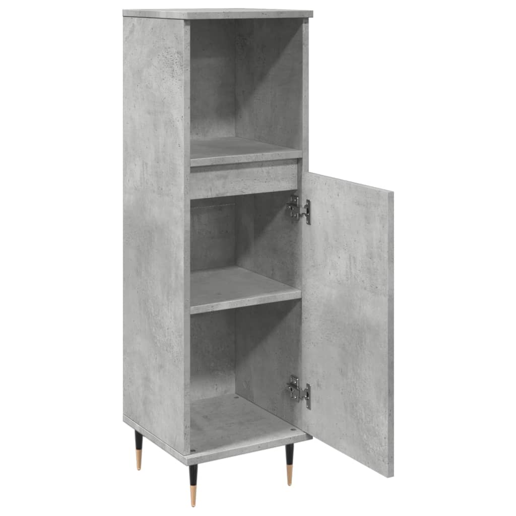 Bathroom Cabinet Concrete Grey 30x30x100 cm Engineered Wood