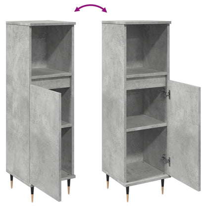 Bathroom Cabinet Concrete Grey 30x30x100 cm Engineered Wood