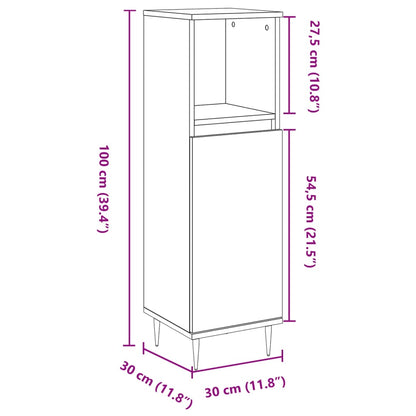 Bathroom Cabinet Concrete Grey 30x30x100 cm Engineered Wood