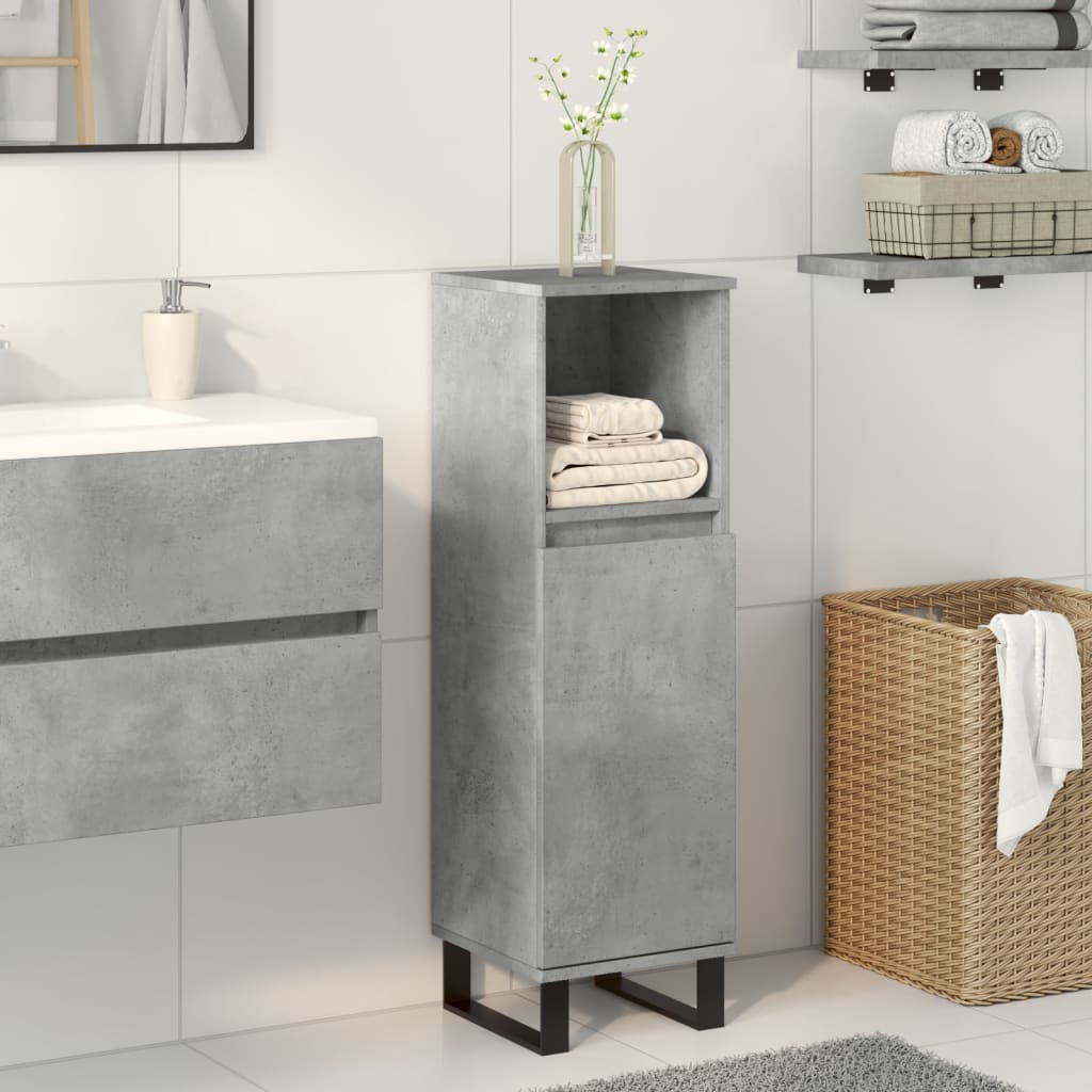 Bathroom Cabinet Concrete Grey 30x30x100 cm Engineered Wood