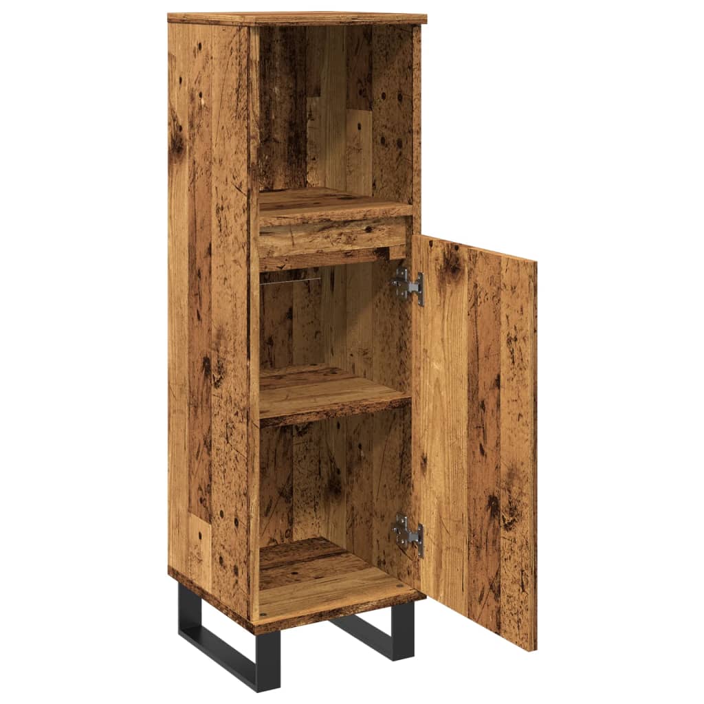 Bathroom Cabinet Old Wood 30x30x100 cm Engineered Wood