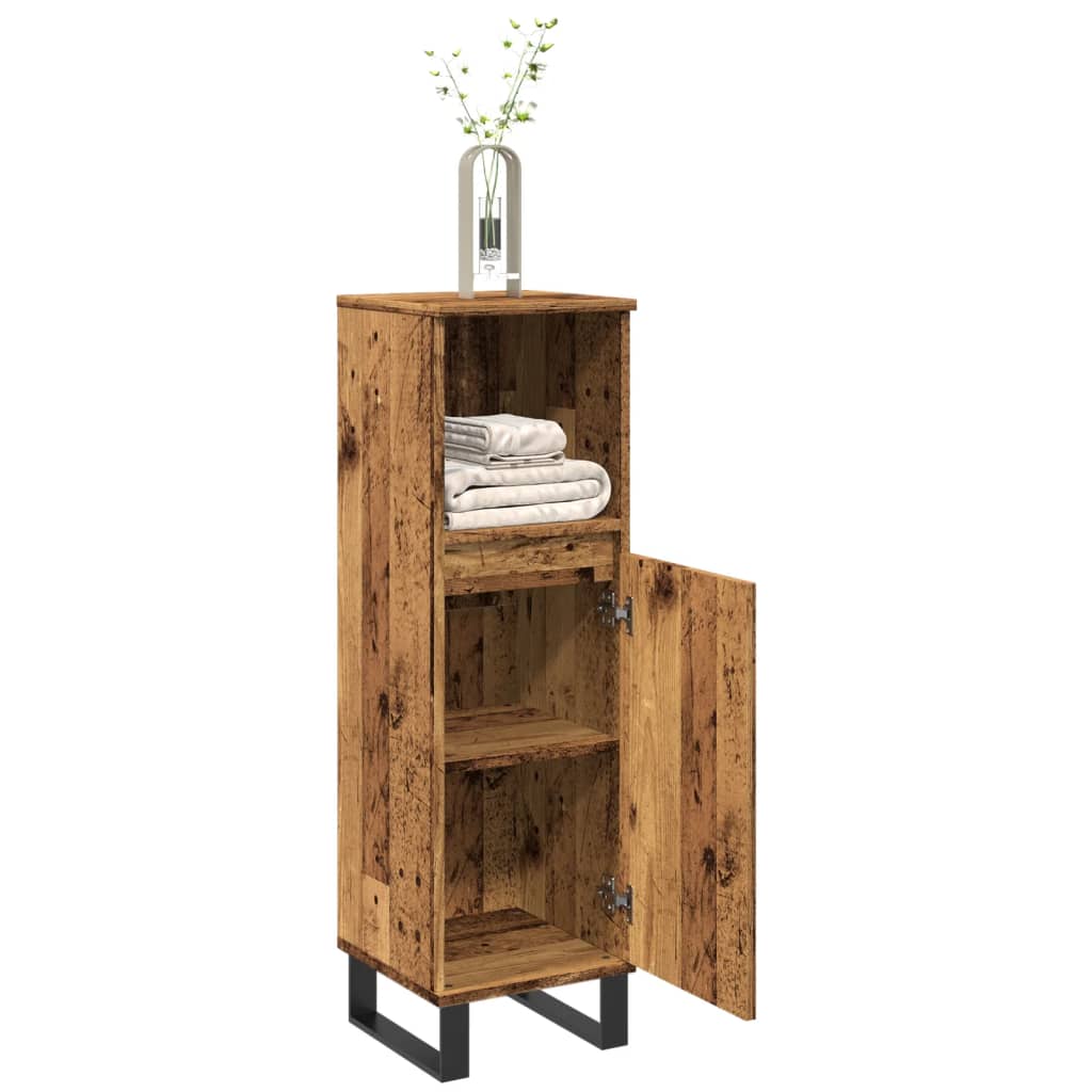 Bathroom Cabinet Old Wood 30x30x100 cm Engineered Wood