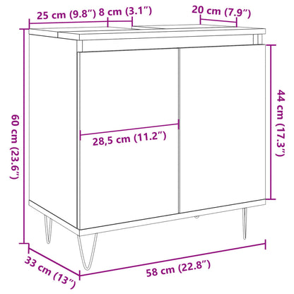 Bathroom Cabinet Concrete Grey 58x33x60 cm Engineered Wood