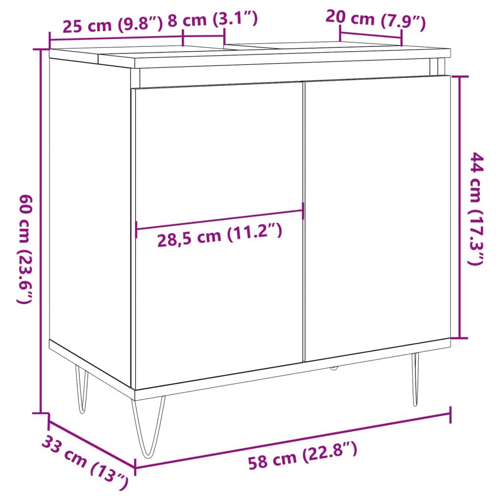 Bathroom Cabinet Artisan Oak 58x33x60 cm Engineered Wood