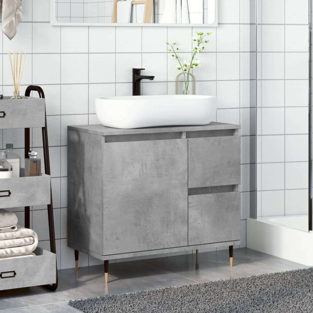 Bathroom Cabinet Concrete Grey 65x33x60 cm Engineered Wood