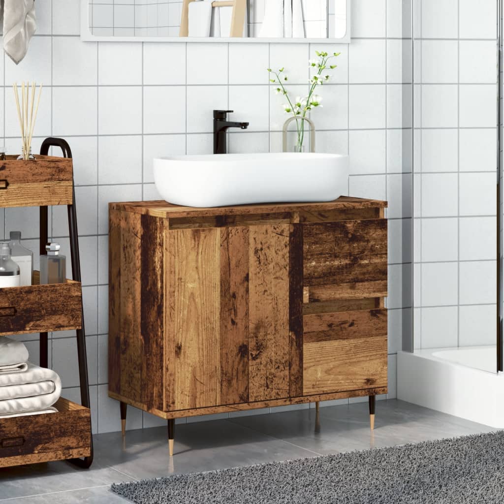 Bathroom Cabinet Old Wood 65x33x60 cm Engineered Wood