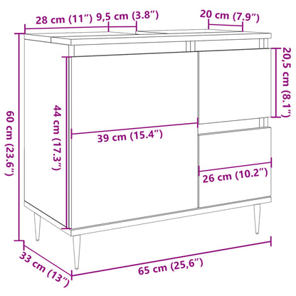 Bathroom Cabinet Artisan Oak 65x33x60 cm Engineered Wood