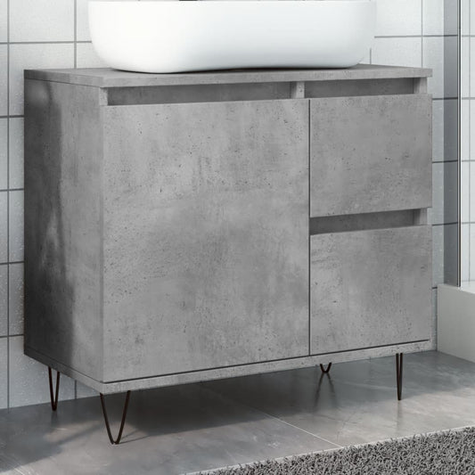 Sink Cabinet Concrete Oak 65x33x60 cm Engineered Wood