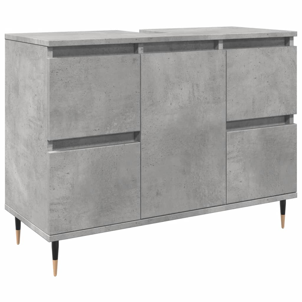 Bathroom Cabinet Concrete Grey 80x33x60 cm Engineered Wood