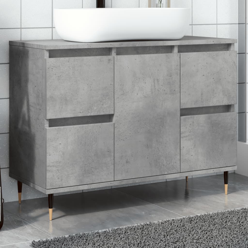 Bathroom Cabinet Concrete Grey 80x33x60 cm Engineered Wood