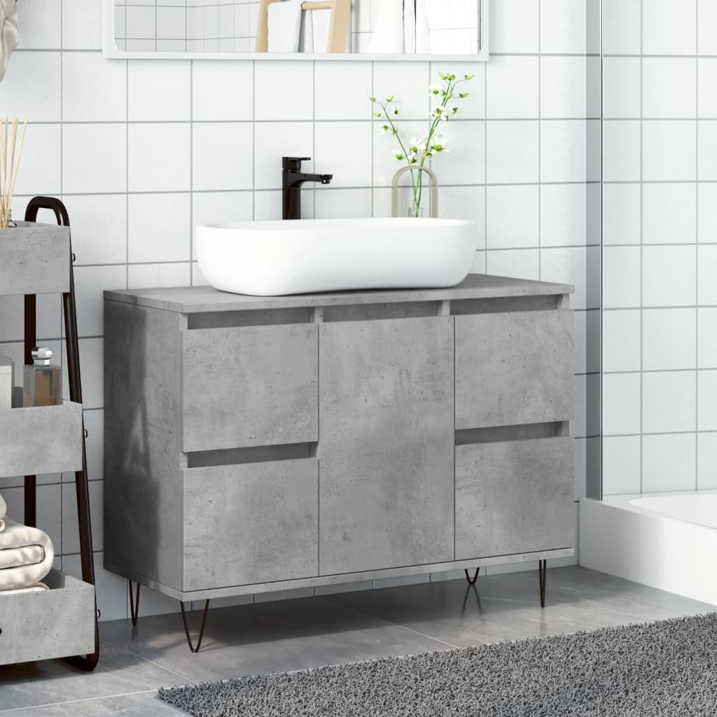 Bathroom Cabinet Concrete Grey 80x33x60 cm Engineered Wood