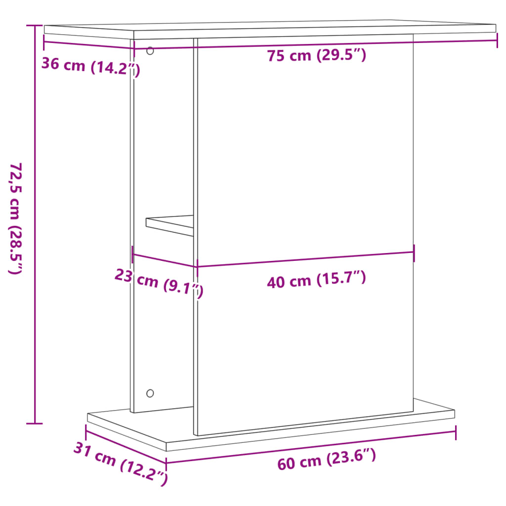 Aquarium Stand Artisan Oak 36x75x72.5 cm Engineered Wood