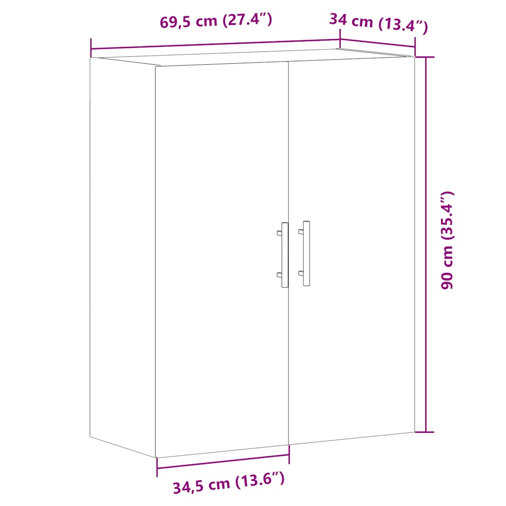 Wall Mounted Cabinet Old Wood 69.5x34x90 cm