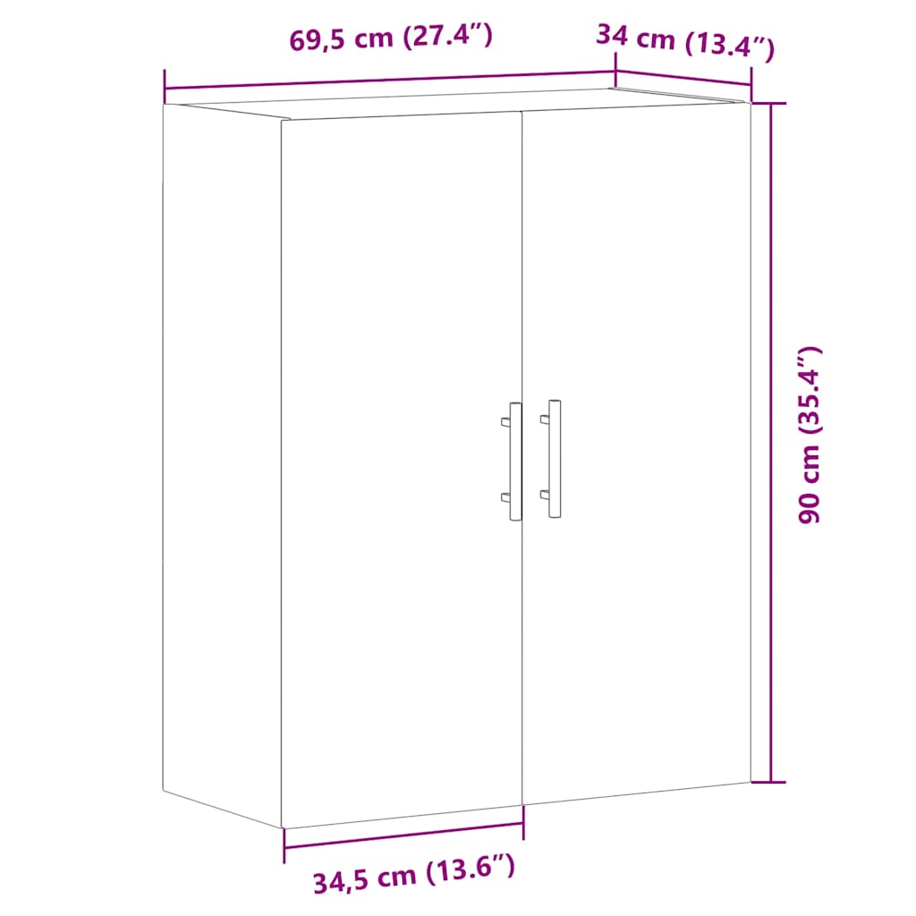 Wall Mounted Cabinet Artisan Oak 69.5x34x90 cm