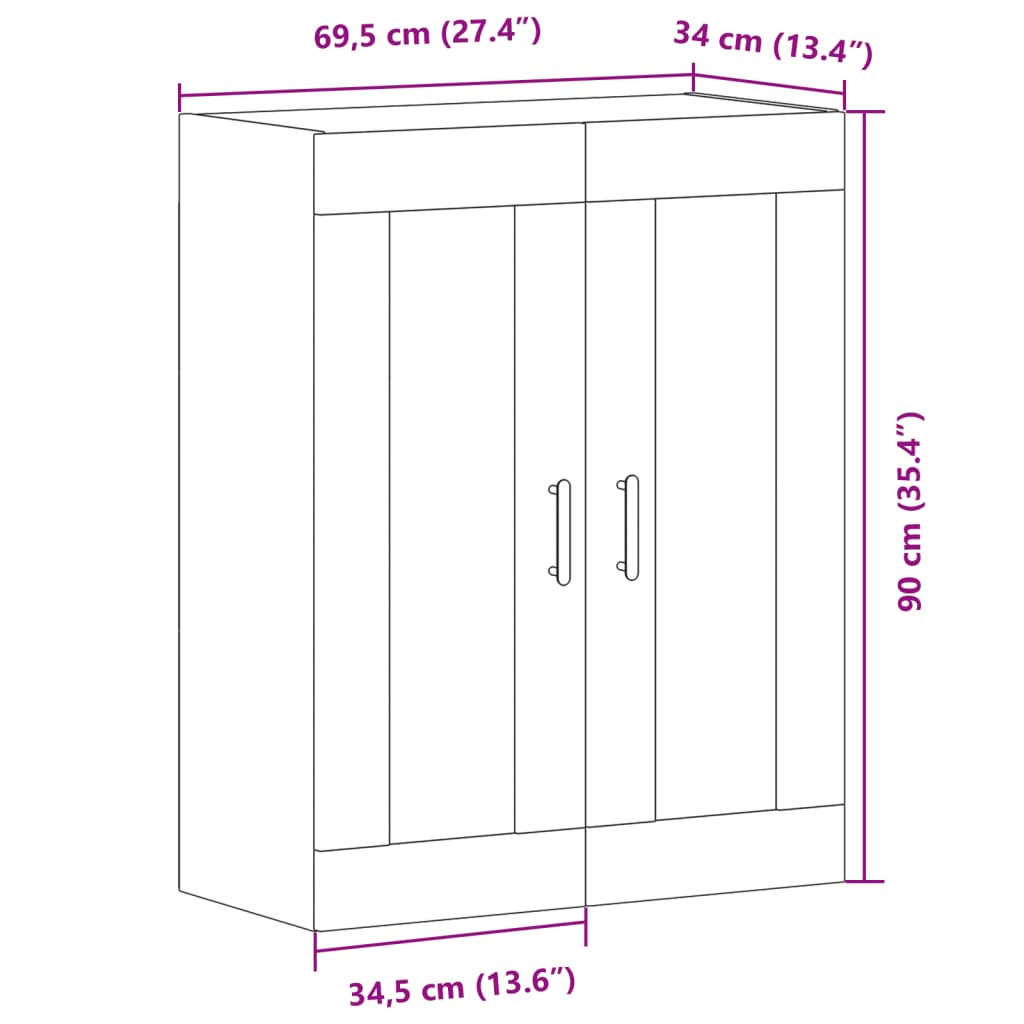 Wall Mounted Cabinet Artisan Oak 69.5x34x90 cm Engineered Wood