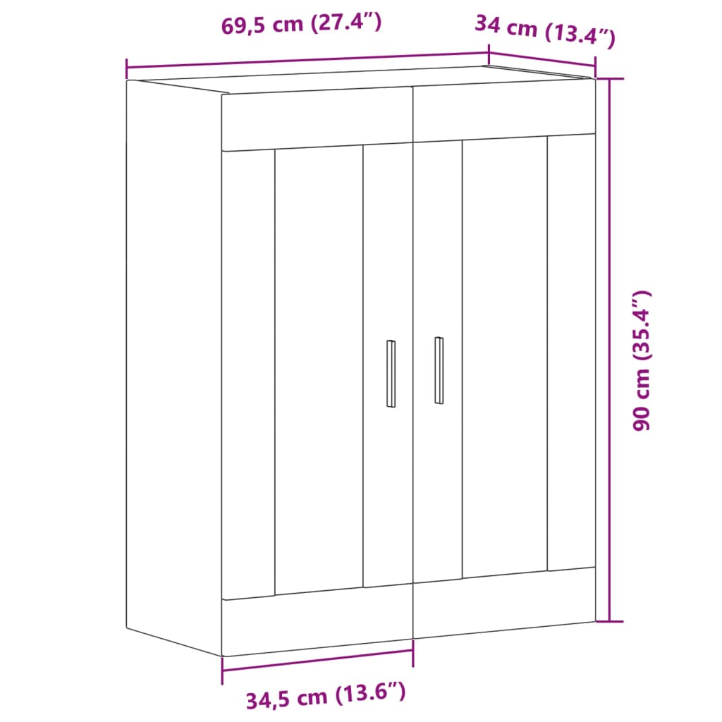 Wall Mounted Cabinet Old Wood 69.5x34x90 cm