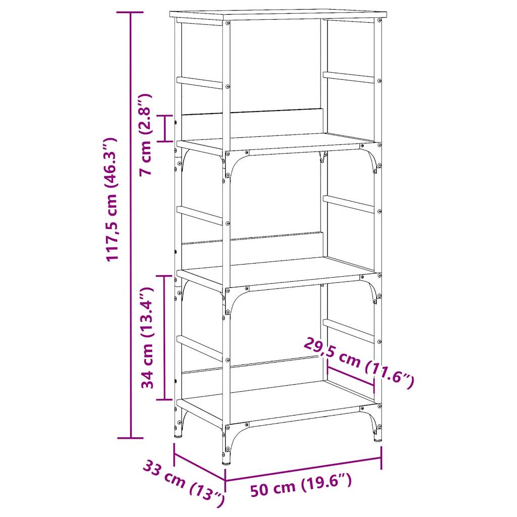 Book Cabinet Artisan Oak 50x33x117.5 cm Engineered Wood