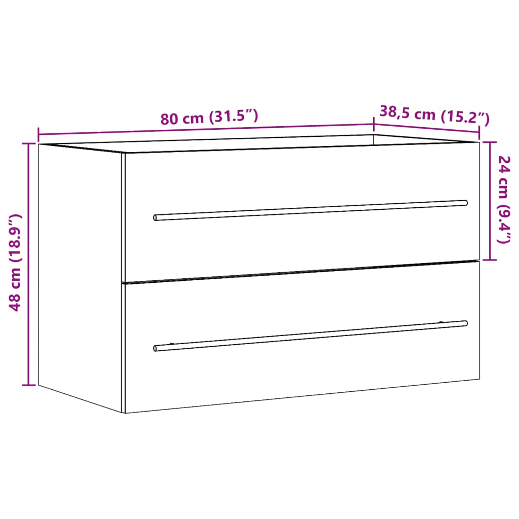 Sink Cabinet Old Wood 80x38.5x48 cm Engineered Wood