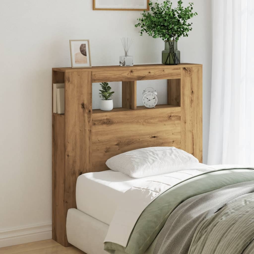 LED Headboard Artisan Oak 100x18.5x103.5 cm Engineered Wood