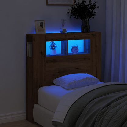 LED Headboard Artisan Oak 100x18.5x103.5 cm Engineered Wood