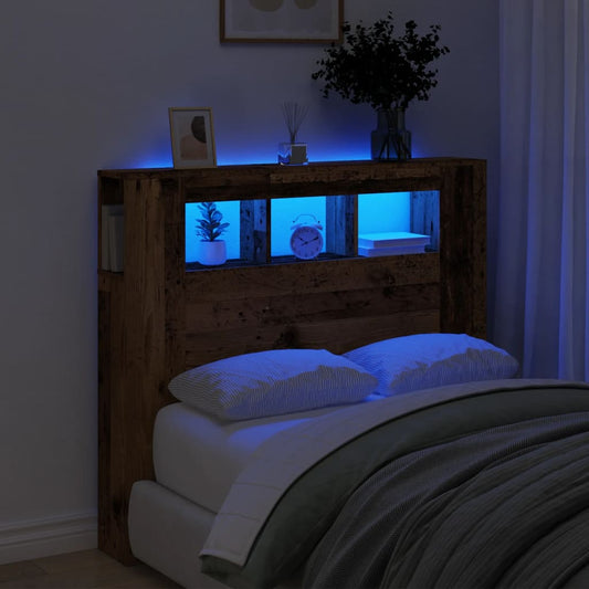 LED Headboard Old Wood 120x18.5x103.5 cm Engineered Wood