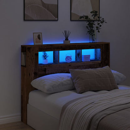 LED Headboard Old Wood 140x18.5x103.5 cm Engineered Wood