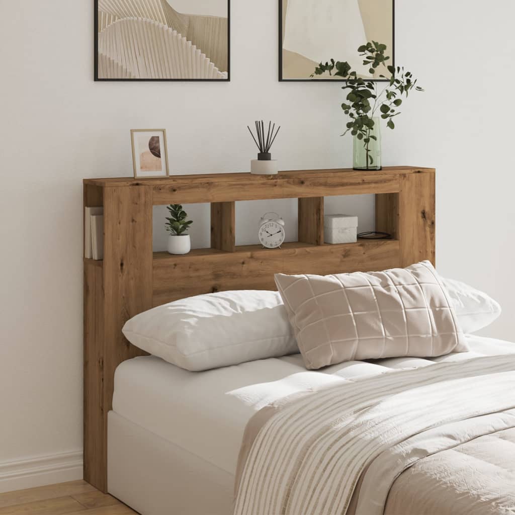 LED Headboard Artisan Oak 140x18.5x103.5 cm Engineered Wood