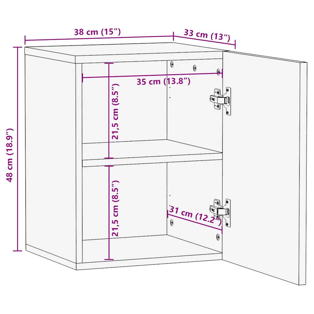 Bathroom Hanging Cabinet Black 38x33x48 cm Engineered Wood