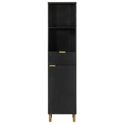 Bathroom Cabinet Black 38x33x160 cm Solid Wood Mango