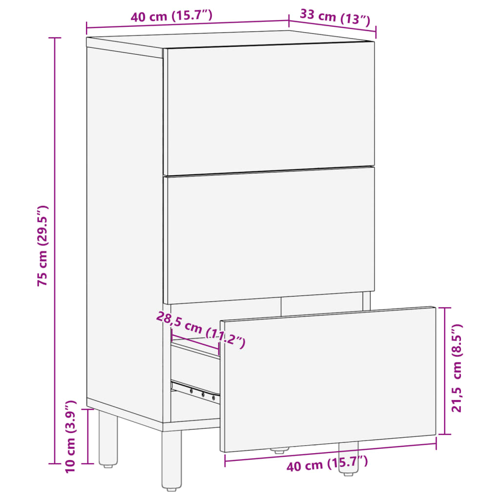 Sideboard Black 40x33x75 cm Engineered Wood