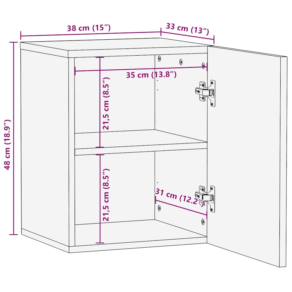 Wall-mounted Bathroom Cabinet Black 38x33x48 cm Solid Wood Mango