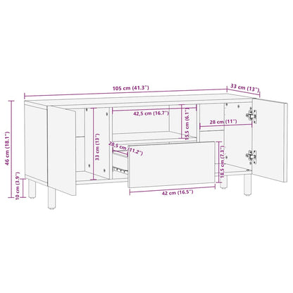 TV Cabinet Brown 105x33x46 cm Solid Wood Mango