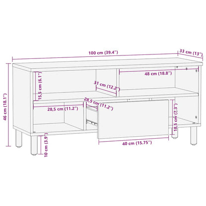 TV Cabinet Brown 100x33x46 cm Solid Wood Mango