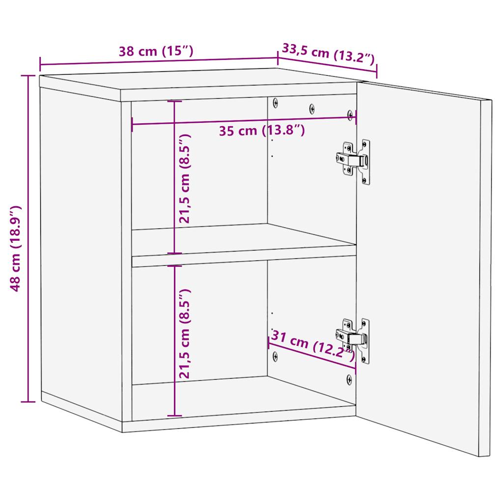 Bathroom Hanging Cabinet Black 38x33.5x48 cm Solid Wood Mango