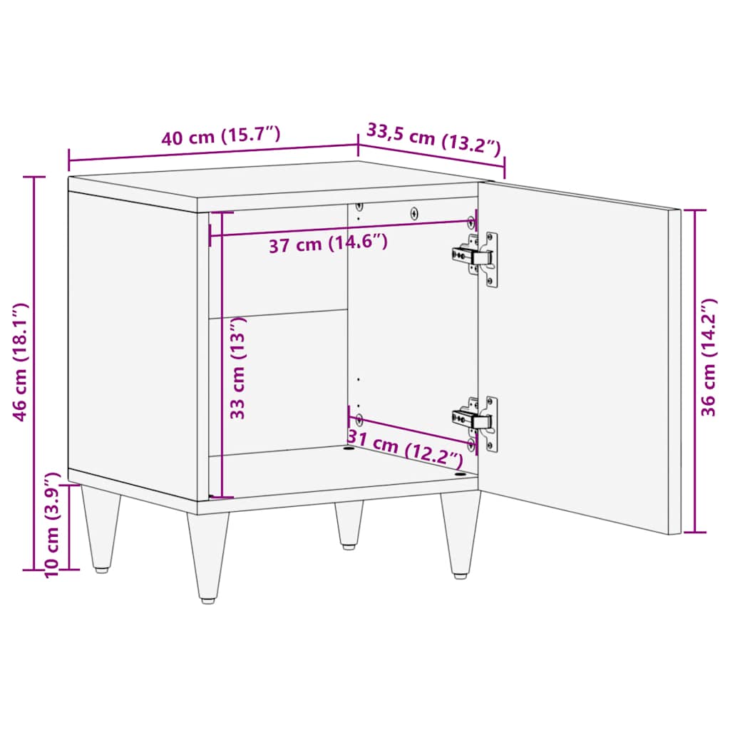 Bedside Cabinets 2 pcs 40x33.5x46 cm Solid Wood Mango