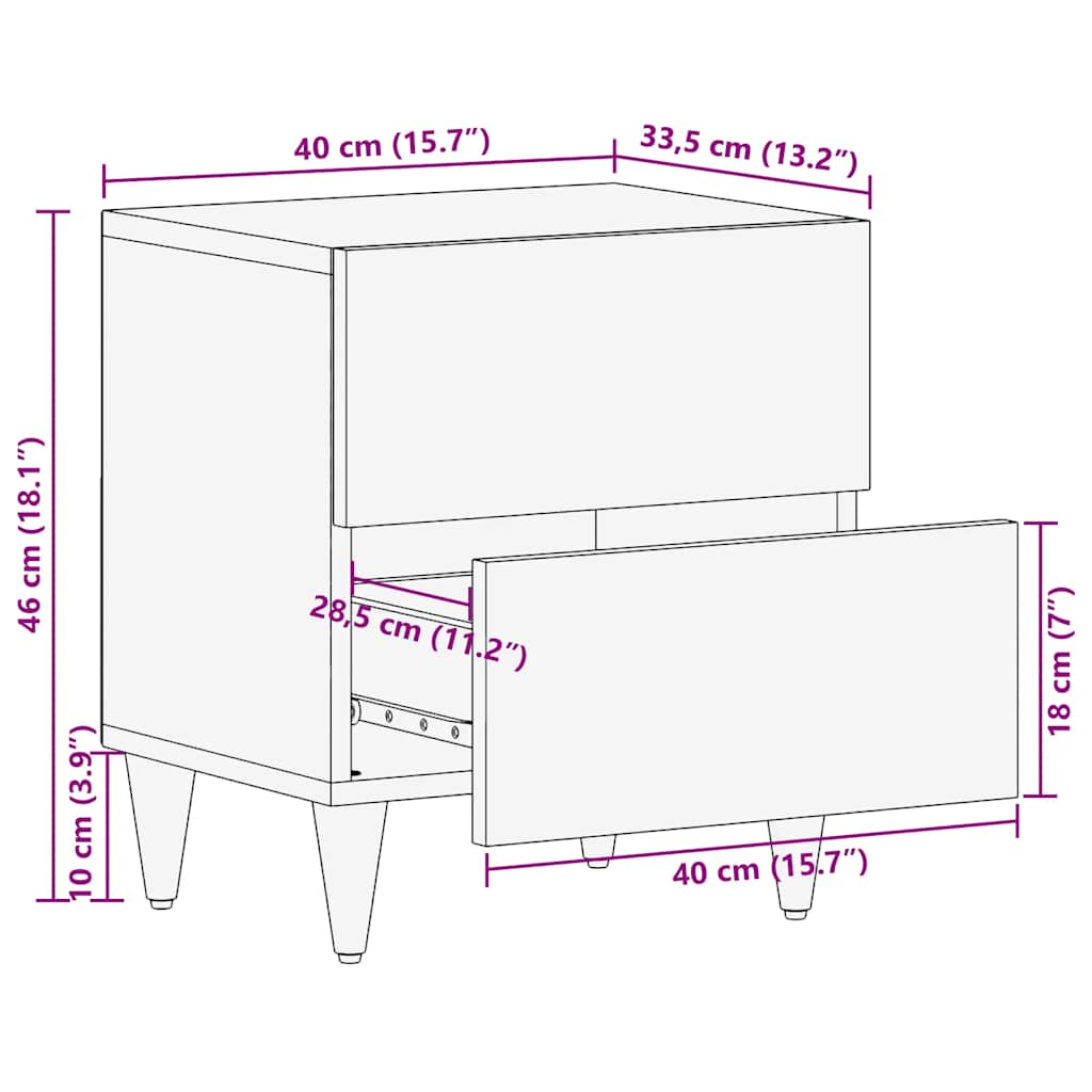 Bedside Cabinet 40x33.5x46 cm Solid Wood Mango