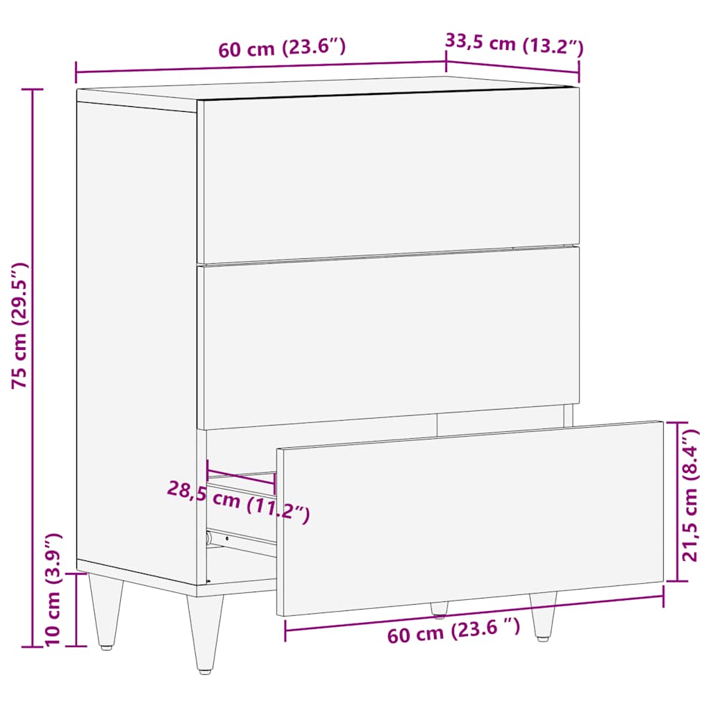 Sideboard 60x33.5x75 cm Solid Wood Mango