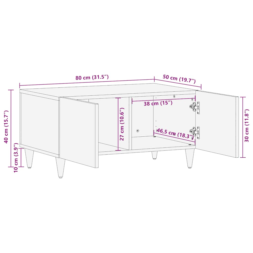 Coffee Table 80x50x40 cm Solid Wood Mango