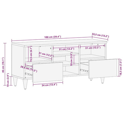 TV Cabinet 100x33.5x46 cm Solid Wood Mango