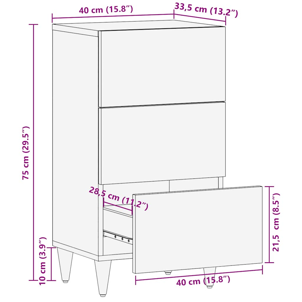 Sideboard 40x33.5x75 cm Solid Wood Mango