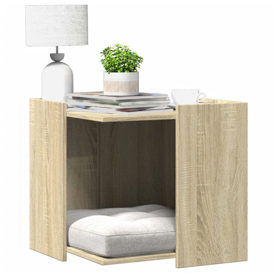 Cat Litter Box Enclosure Sonoma Oak 53x53x51 cm Engineered Wood