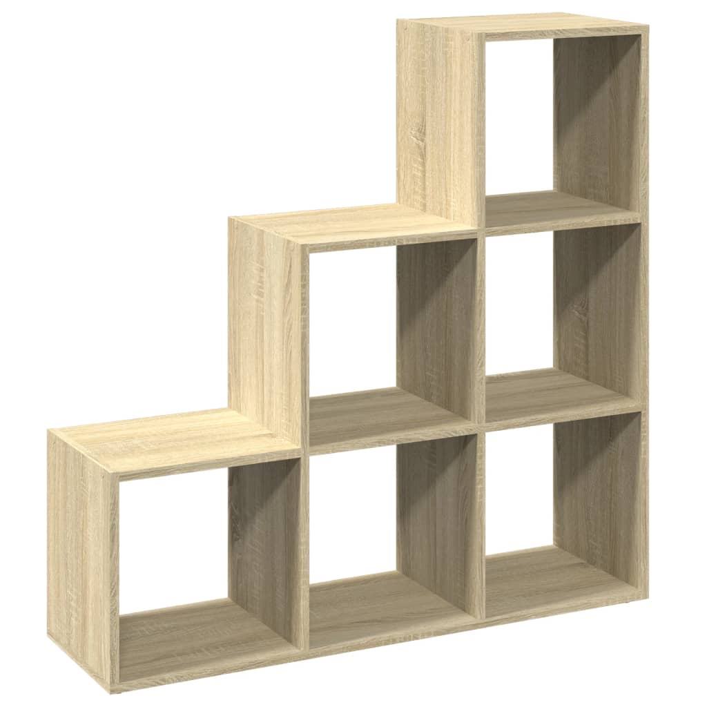 Room Divider Bookcase 3-Tier Sonoma Oak 99x29x99 cm Engineered Wood