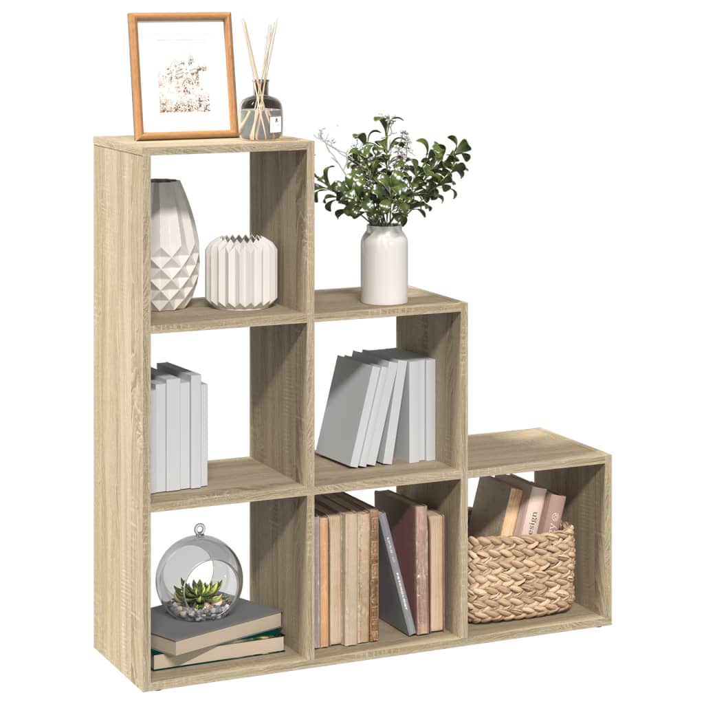 Room Divider Bookcase 3-Tier Sonoma Oak 99x29x99 cm Engineered Wood