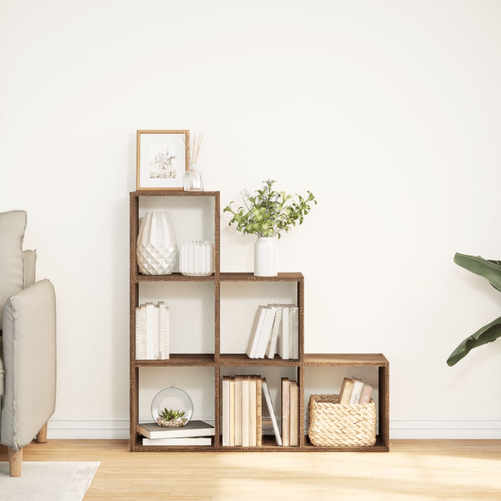 Room Divider Bookcase 3-Tier Brown Oak 99x29x99 cm Engineered Wood