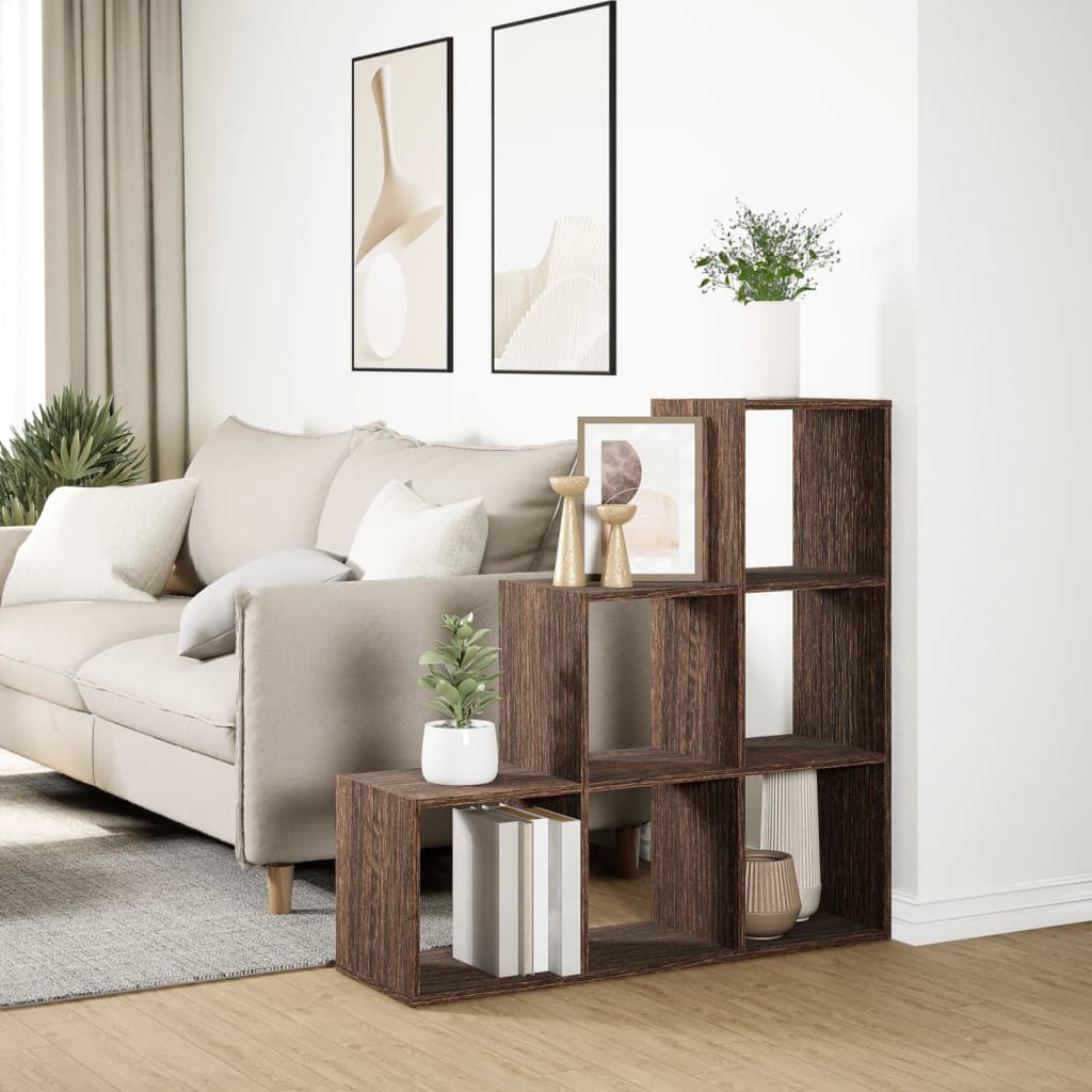 Room Divider Bookcase 3-Tier Brown Oak 99x29x99 cm Engineered Wood