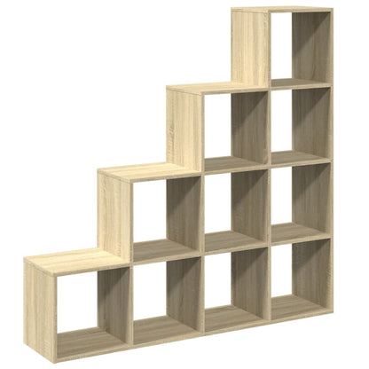 Room Divider Bookcase 4-Tier Sonoma Oak 131.5x29x131.5 cm Engineered Wood